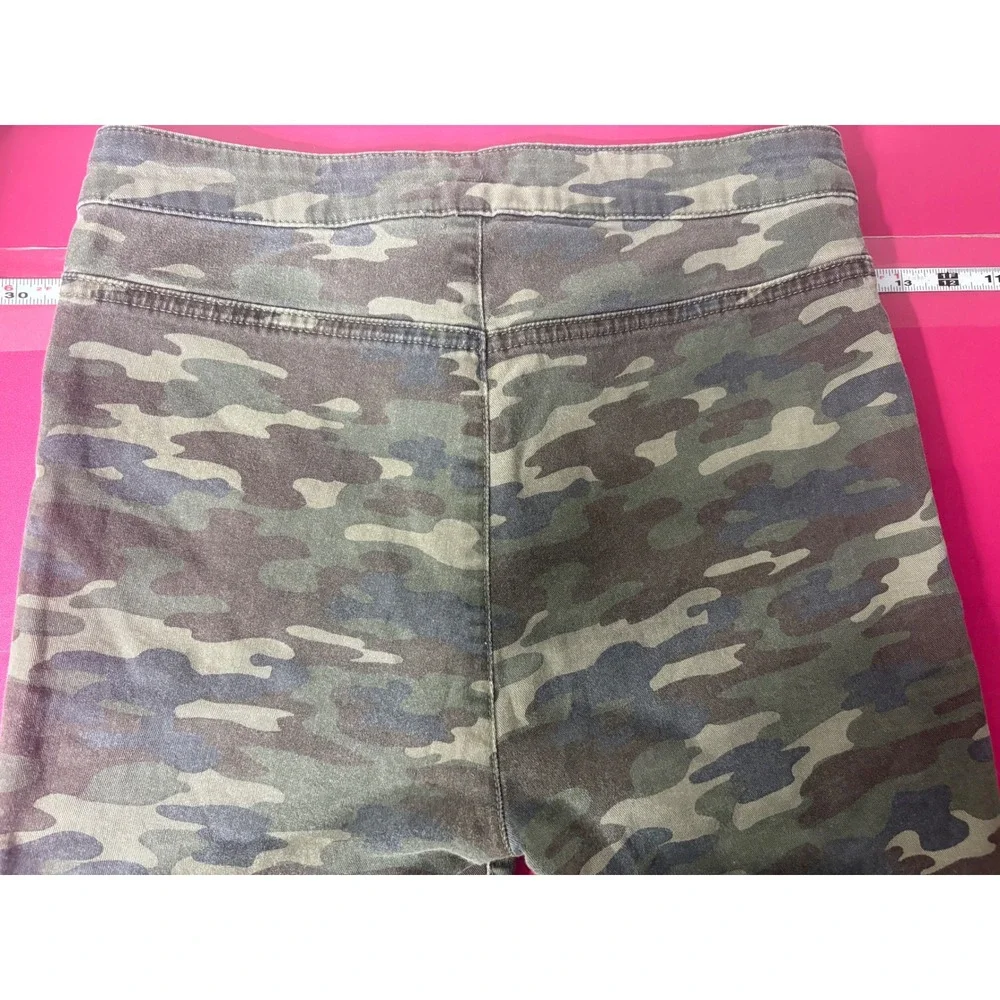 FRE PEOPLE Womens Green Camo High Rise Skinny Jeans Sz 27 Stretch Utility Casual